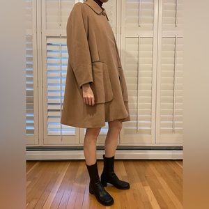 VTG Hermes camel hair coat, leather trimmed